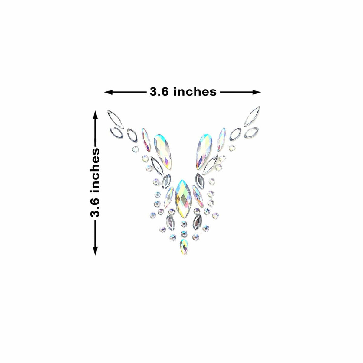 Clear crystal jewel body sticker in a sparkling V shape design for chest or back