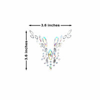 Clear crystal jewel body sticker in a sparkling V shape design for chest or back