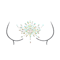 Iridescent crystal jewel body stickers worn by a model, showing the fit and look on the body