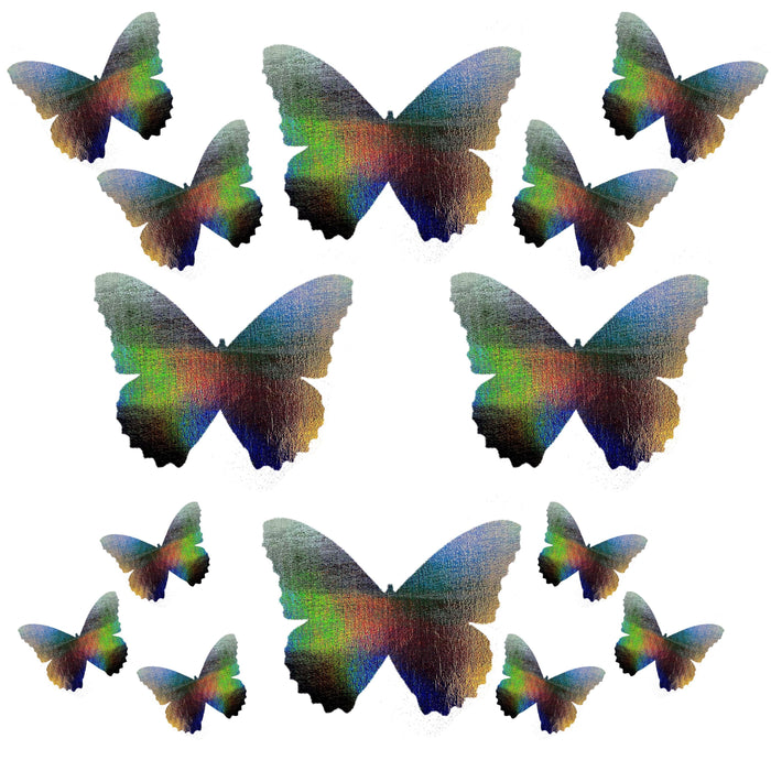 Gray holographic butterfly sticker crop top shown on a clean background