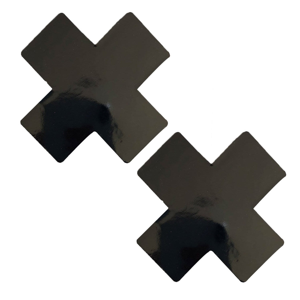 Dom Squad Wet Vinyl Black X Factor Pasties, Vinyl Nipple Pasties - NevaNude