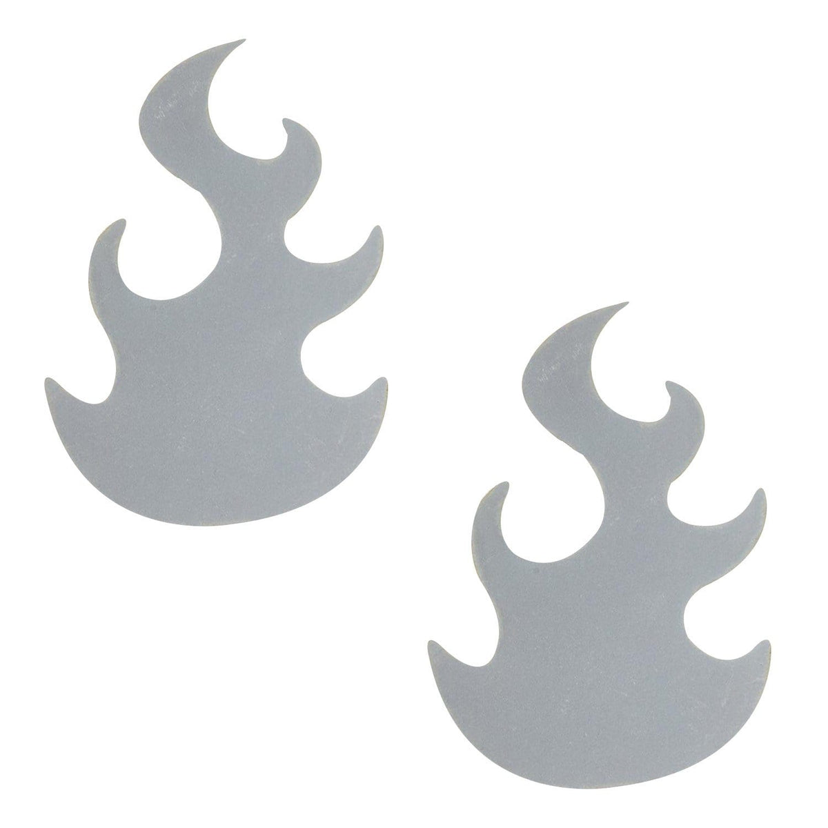 Grey reflective flame nipple pasties that flash bright white under light