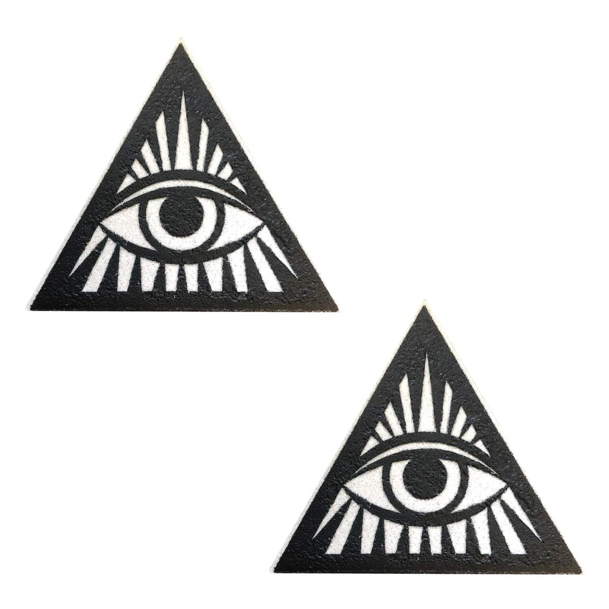 Black and white glitter triangle eye nipple pasties shown on a clean background