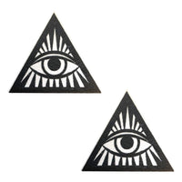 Black and white glitter triangle eye nipple pasties shown on a clean background