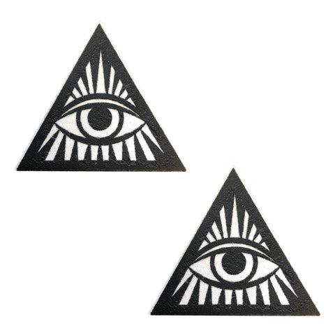 Third Eye Triangle Black & White Glitter Nipple Cover Pasties