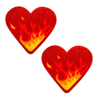 BurningLove Glitter Flame Heart Nipple Cover Pasties