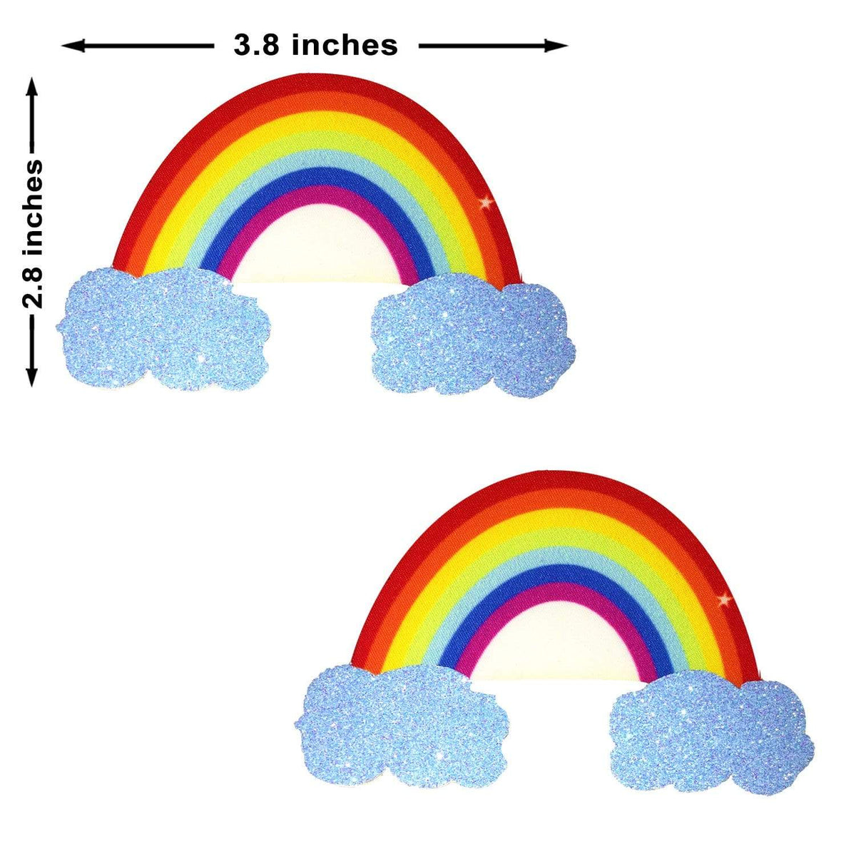 Rainbow Glitter Cloud Nipple Pasties shown on their own with a sparkling glitter finish