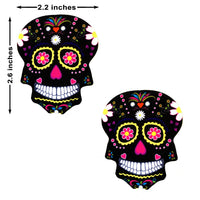 Blacklight sugar skull nipple pasties that glow under UV light for Dia de los Muertos