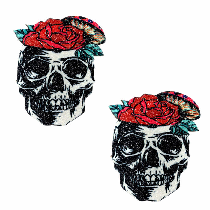 Former Funghi White Glitter Skull Nipple Cover Pasties