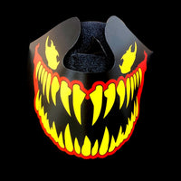 Front facing product view of black LED sound reactive light up face mask