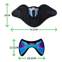 Studio view of black LED sound reactive light up face mask with true to life color