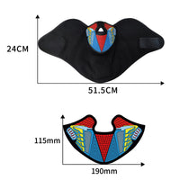 Black LED sound reactive light up face mask captured to show every detail of the design