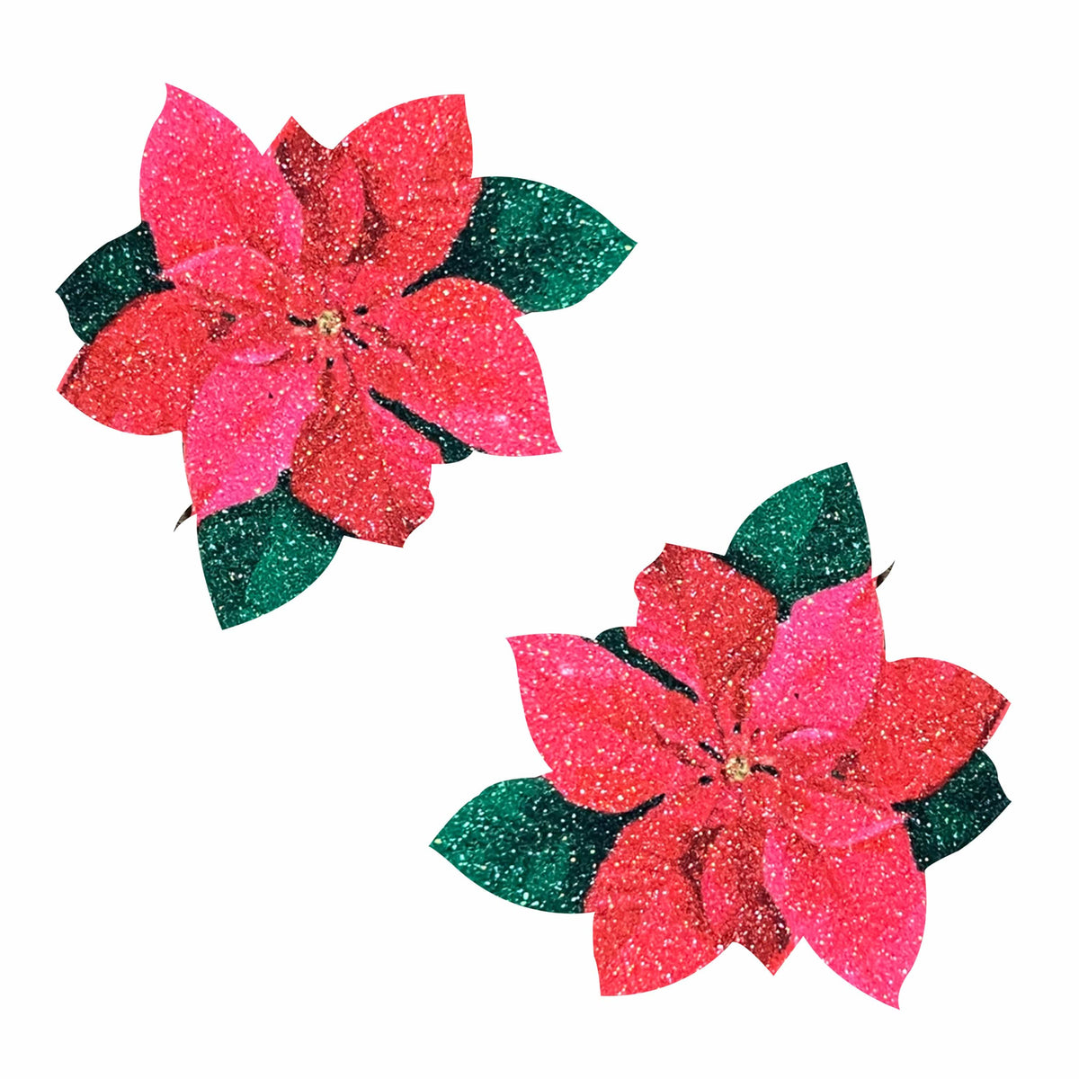 Pretty Poinsettia Glitter Flower Nipple Cover Pasties