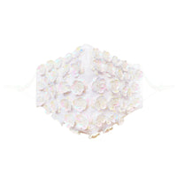 White pearl flower face mask with filter pocket for a bridal party