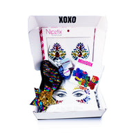 Rainbow crystals, pasties and lingerie gift box for a colorful Pride party