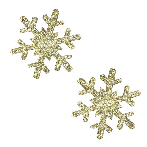 Gold Fairy Dust Glitter Snowflake Pasties, Christmas Nipple Pasties - NevaNude