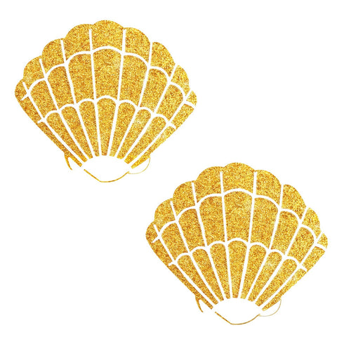 Gold Fairy Dust Glitter Mermaid Shell Pasties, Shell Pasties - NevaNude