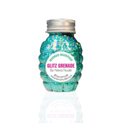 Mermaid Magnifique Turquoise Cosmetic Glitter Glitz Grenade Keychain in Aloe Gel