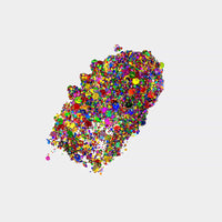 Rainbow holographic cosmetic glitter in aloe gel on a keychain pictured alone against a plain backdrop