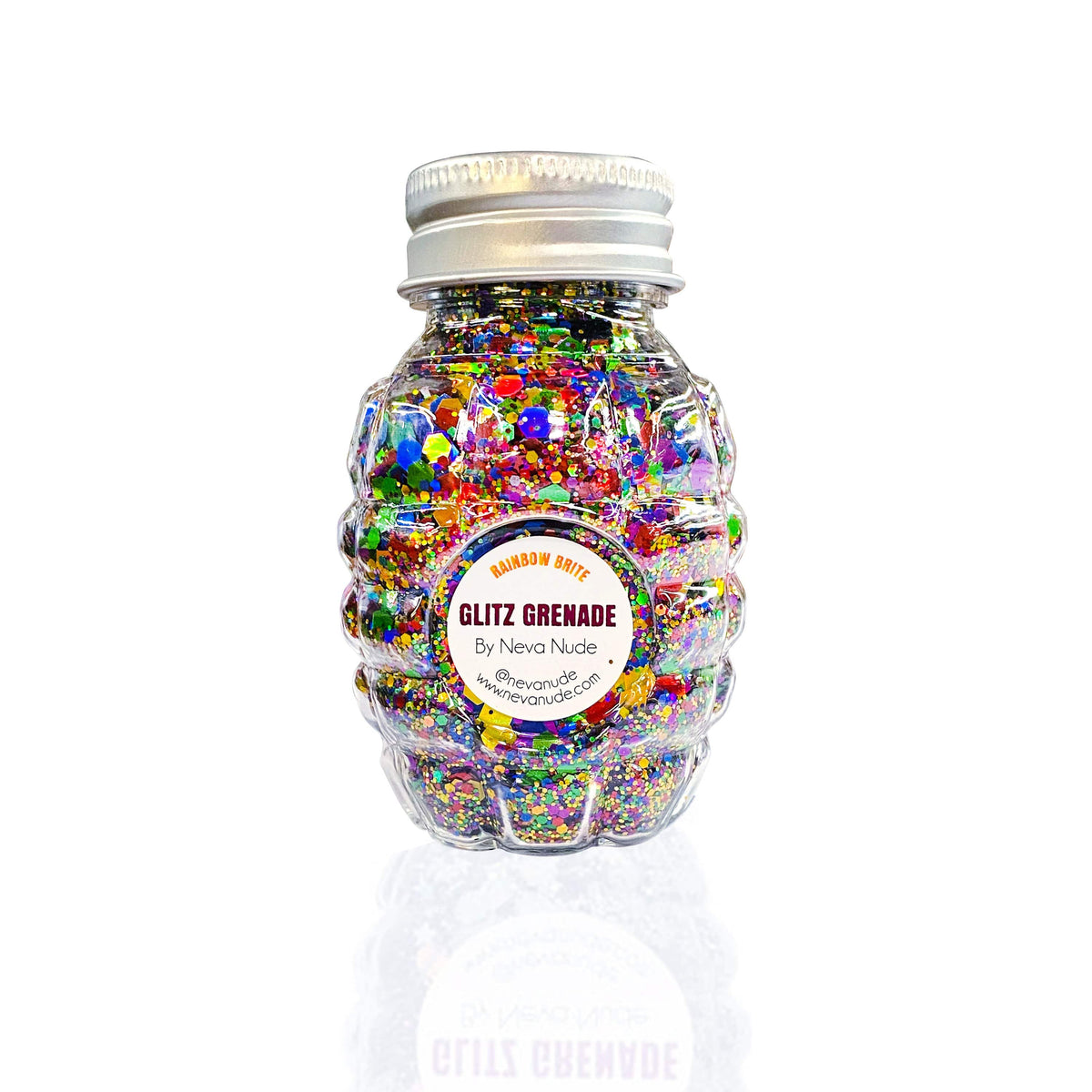 Rainbow holographic cosmetic glitter in aloe gel on a keychain shown on a clean background