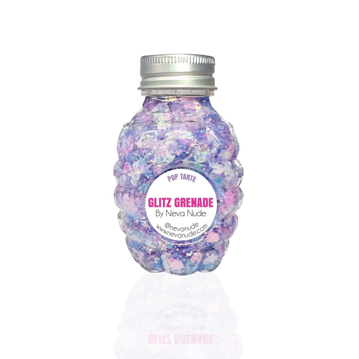 Pop Tarte Purple Pink Iridescent Blacklight Cosmetic Glitter Glitz Grenade Keychain in Aloe Gel