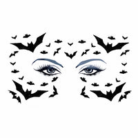 Black glitter bat face stickers for a vampire Halloween costume