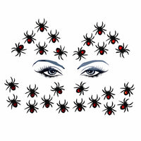 Black and red glitter crystal spider body stickers for Halloween