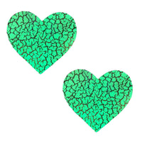 Glow Dark Synaptic Storm Holographic I Heart U Pasties, Heart Nipple Pasties - NevaNude
