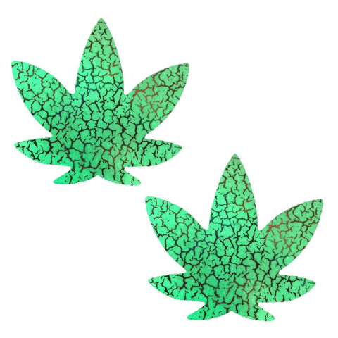 Glow Dark Synaptic Storm Holographic Dope AF Pasties, Weed Leaf Pasties - NevaNude