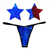 Red pastie and pantie piece from the superhero face mask and glitter bundle