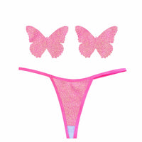 Soft pink shimmer pastie and pantie lingerie set for a date night