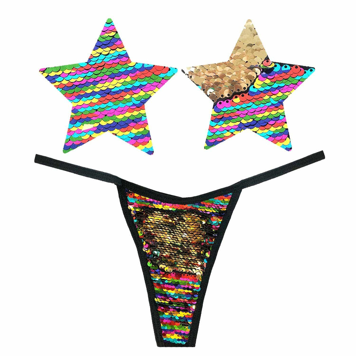 Pride multicolor pasties and thong- Neva Nude