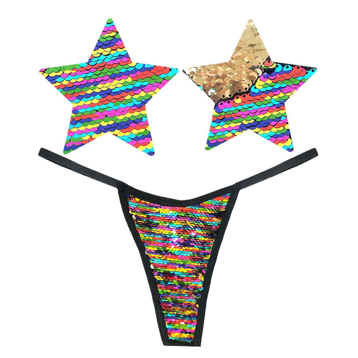 Pride sequin pastie and pantie set, Neva Nude