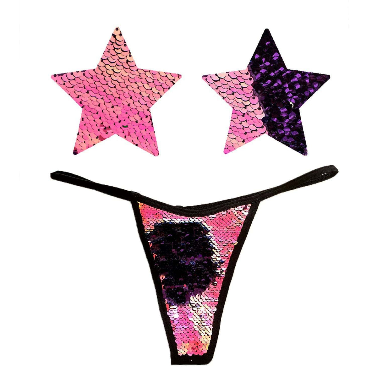 Pink sequin lingerie, Neva Nude