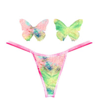 Alternate view of the pastel rainbow tie dye velvet pasties and pantie