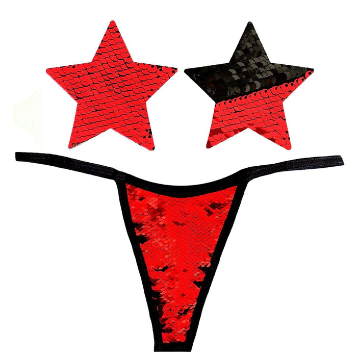 Red lingerie sequin set, Neva Nude