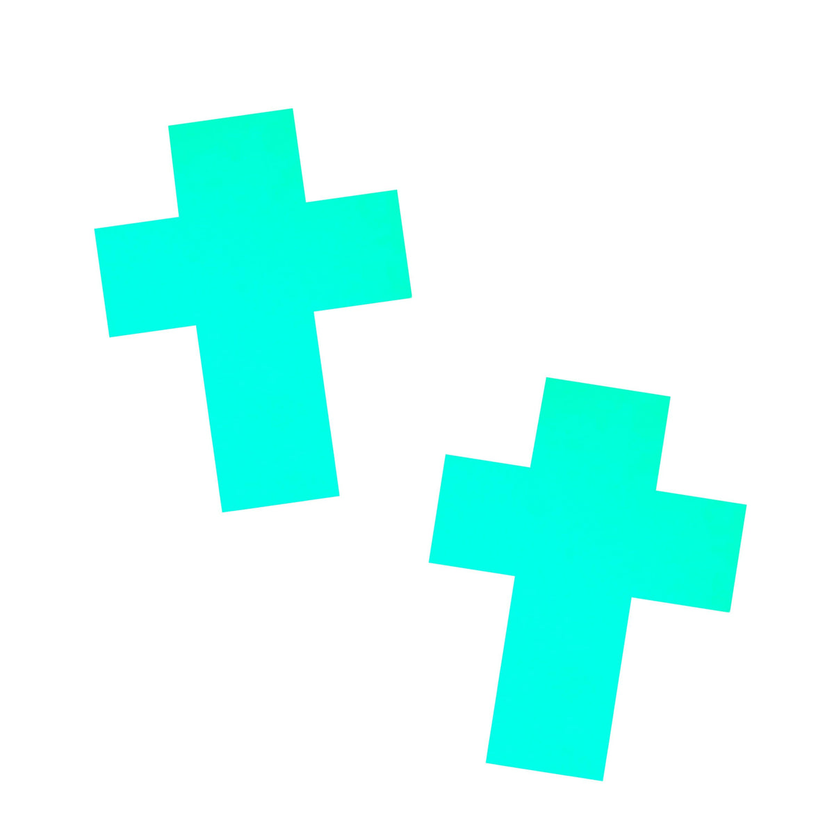 Glow in the dark crucifix nipple pasties shown on a clean background