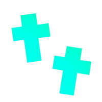 Glow in the dark crucifix nipple pasties shown on a clean background