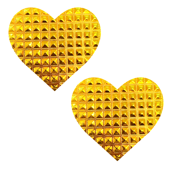 Orange iridescent chrome heart nipple pasties with a molten desert sun shine