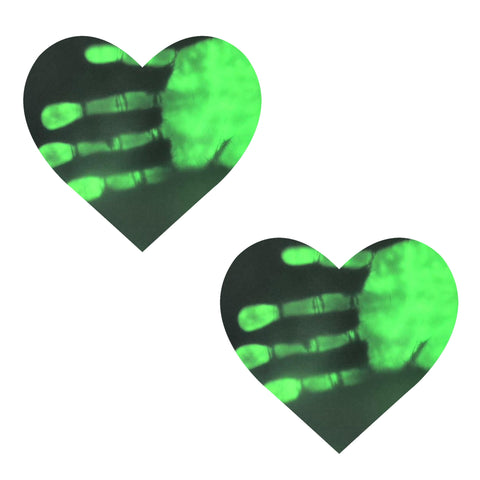 Neon Greeny Temperature Reactive Heart Nipple Cover Pasties
