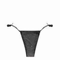 Standalone product shot of the black crystal high waist pastie and pantie lingerie set