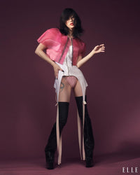 Standalone product shot of the baby pink crystal high waist pastie and pantie set