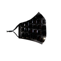 Alternate view of the black jeweled face mask with adjustable ear loops