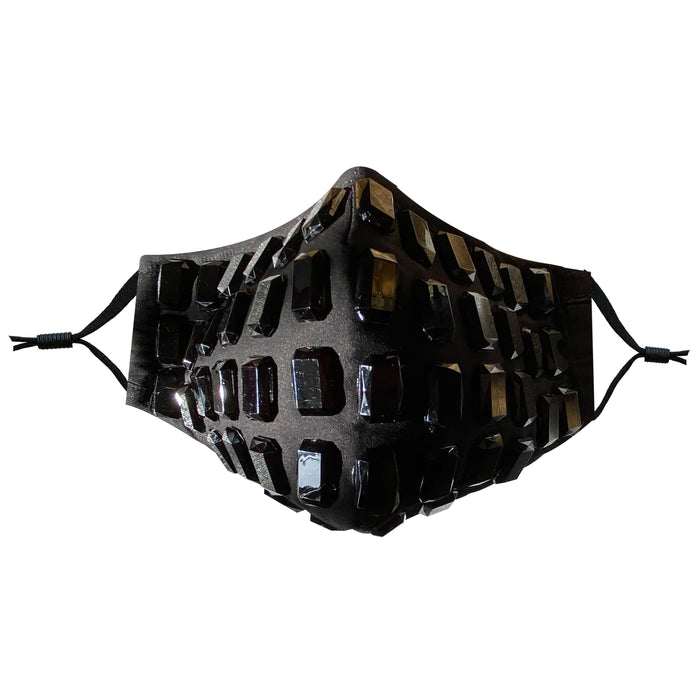 Black jewel face mask with filter pocket and a dark side night sparkle