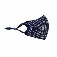 Black crystal face mask with adjustable loops and a dark glam sparkle