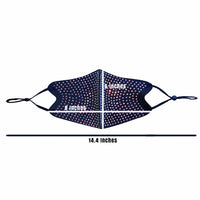Alternate angle of the black crystal face mask showing the jeweled surface