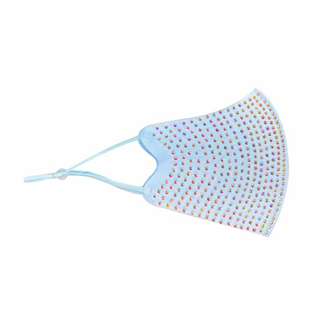Sky Baby Blue Crystal Face Mask With Adjustable Loops