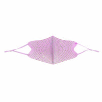Alternate view of the pastel pink crystal face mask with adjustable loops