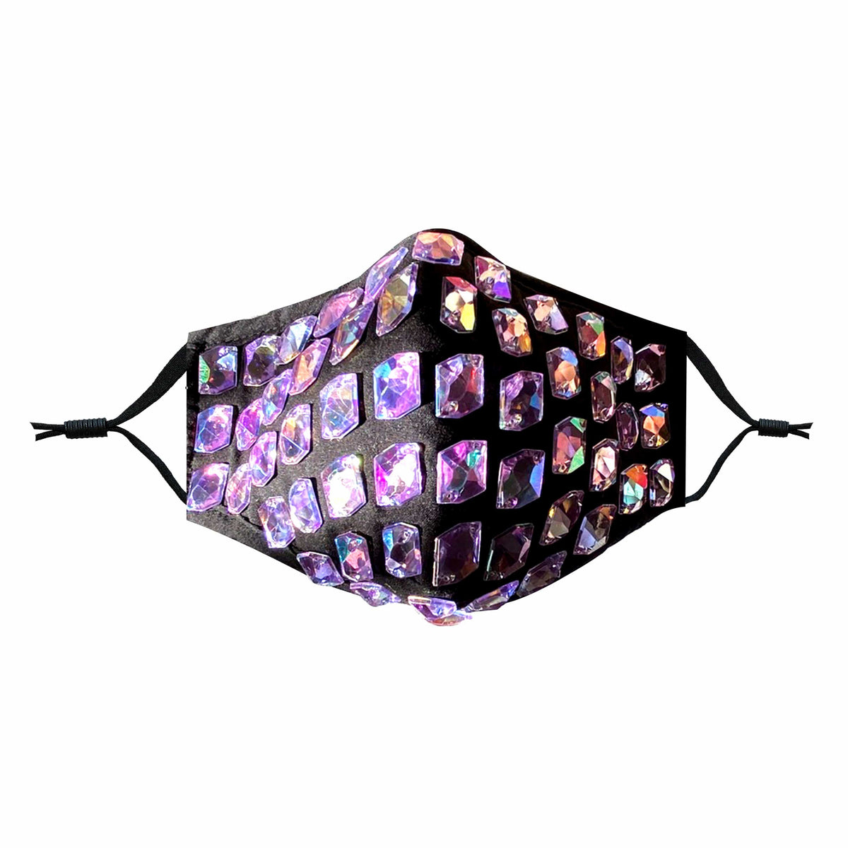 Iridescent chunky jewel face mask with filter pocket and galaxy glam shine