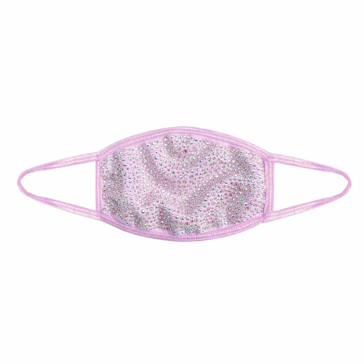 Violet crystal face mask with filter pocket and adjustable loops for festivals